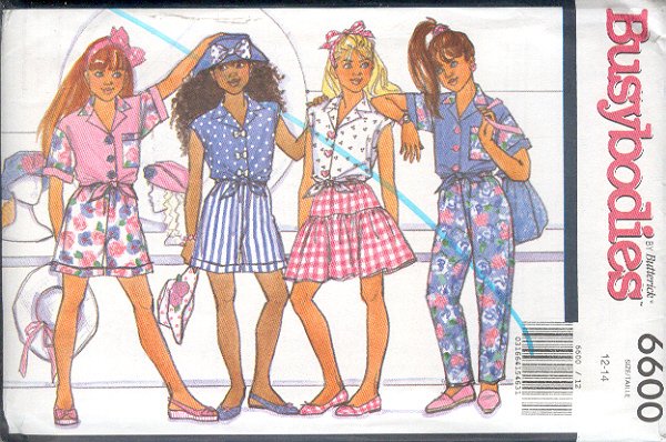 Butterick Sewing Pattern 6600 Top, Shorts, Pants and Skirt, Sizes 12 14