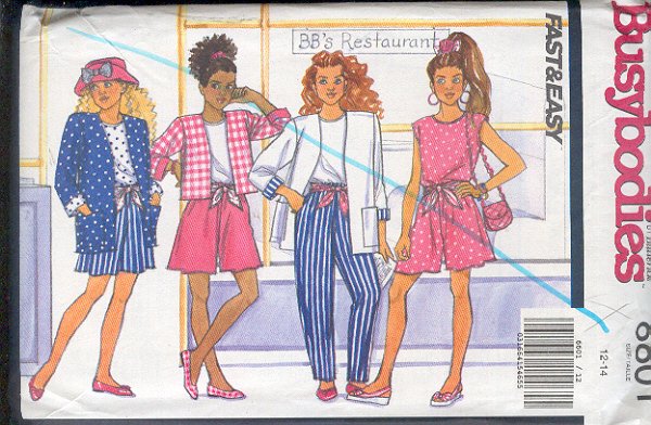 Butterick Sewing Pattern 6601 Jacket in two lengths, Top, Shorts and Pants for sizes 12 14