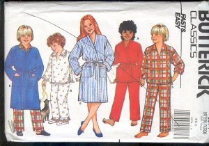Butterick Sewing Pattern 6974 Pajamas and Robe for sizes 4 5 6