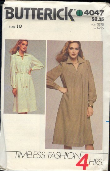 Butterick Sewing Pattern 4047 Full dress with belt , Size 18