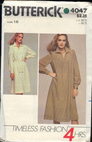 Butterick Sewing Pattern 4047 Full dress with belt , Size 18