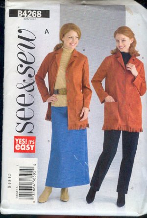 Butterick Sewing Pattern 4268 Jacket with Fringe, Skirt and Pants Petite, Size 8-12