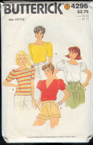 Butterick Sewing Pattern 4296 Pretty Blouse with several variations, Size 6