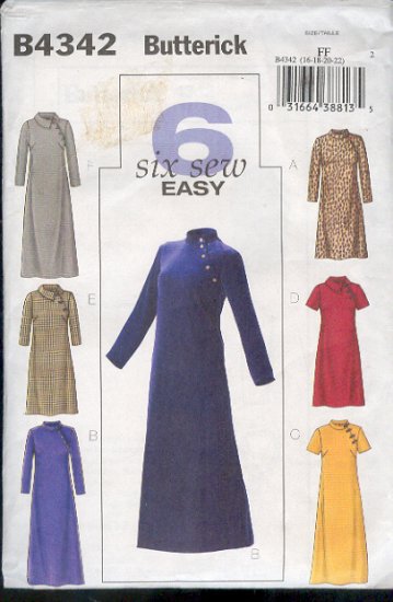 Butterick Sewing Pattern 4342 Handsome dress with six variations, Size 16 - 22
