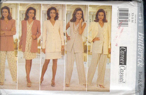 Butterick Sewing Pattern 4451 Jacket, Vest/Blouse, skirt and pant, Size 16-22