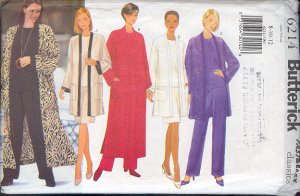 Butterick Sewing Pattern 6214 Petite Duster, Jacket, Top, Skirts and Pants, Size 8-12