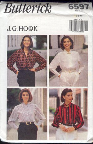 Butterick Sewing Pattern 6597 Classic Woman's Shirt by J.G. Hook, Size 6 8 10
