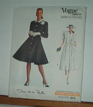 Vogue Sewing Pattern 2016 Oscar de la Renta Dress size 12 14 16
