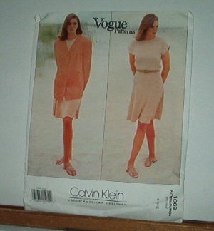 Vogue Sewing Pattern 1069 Calvin Klein Dress and Jacket Size 8 10 12