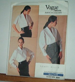 Vogue Sewing Pattern 2091 Blouses from Perry Ellis, Size 8 10 12