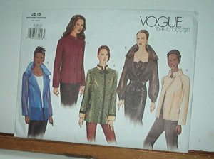 Vogue Sewing Pattern 2615 Five Dressy Jackets, Size 8 10 12