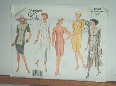 Vogue Sewing Pattern 2636 Jacket, Skirt and 2 dress styles, Size 6 8 10