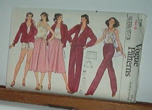 Vogue Sewing Pattern 7115 Wrap skirt, Jacket, Camesole, pants and shorts, Size 8