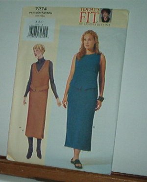 Vogue Sewing Pattern 7274 Petite Jumper and Dress, Size 32 - 36" bust
