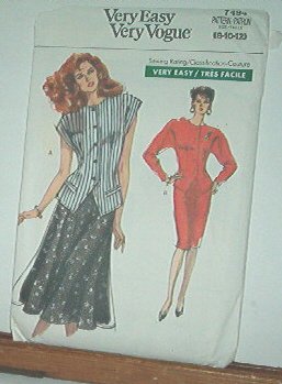 Vogue Sewing Pattern 7497 Jacket with two styles and straight a flaired skirt, Size 8 10 12