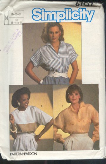 Simplicity Sewing Pattern, three blouses, Sizes 10 12 14