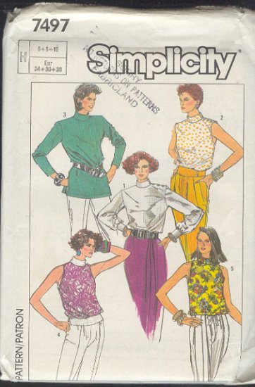 Simplicity Sewing Pattern 7497 Five Blouses, Sizes 6 8 10