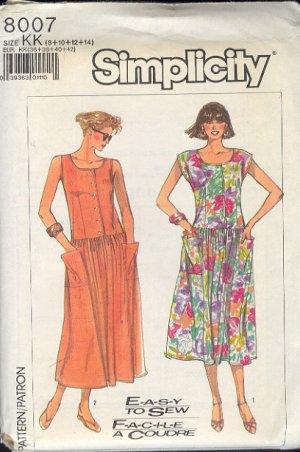 Simplicity Sewing Pattern 8007 Drop waist dress in sizes 8 - 14