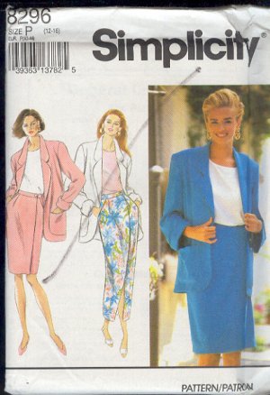 Simplicity Sewing Pattern 8296 Jacket and skirt in two lengths, Size 12 - 16