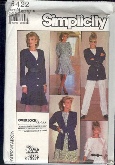 Simplicity Sewing Pattern 8422 Jacket, Pants and Skirt with gores and gussets, Size 6-10