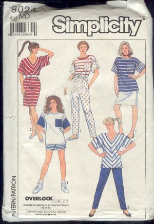 Simplicity Sewing Pattern 9024 Top, Pant, Shorts and Skirt, Size 14-16 Overlock