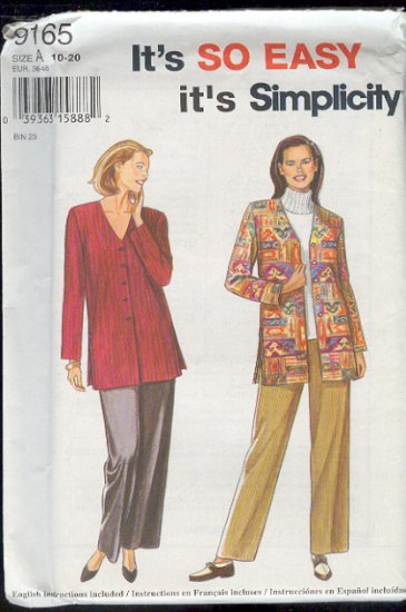 Simplicity Sewing Pattern 9165 Jacket and Pants, Sizes 10 - 20