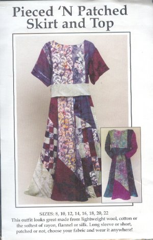 Sewing Pattern, Pieced N Patched Skirt and top, Sizes 8 - 22
