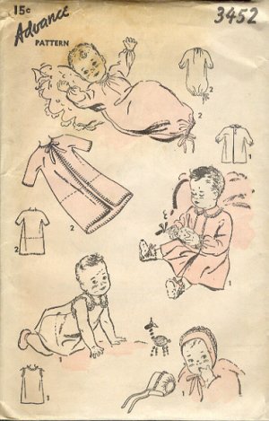 Vintage Sewing Pattern, Aedvance 3452, New Baby Laylette, one size