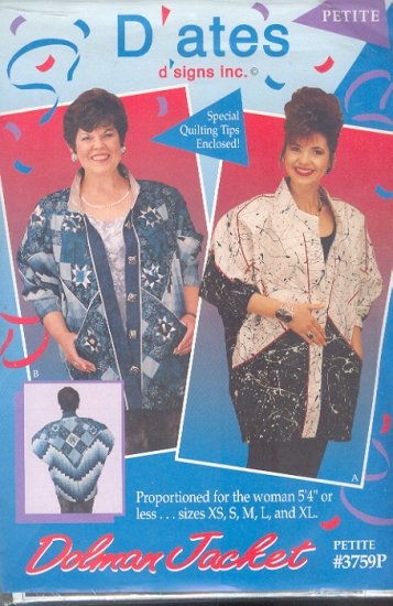 Sewing Pattern D'ates design, Inc. 3759P Petite dolman jacket, XM - XL
