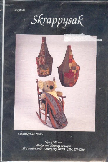 Sewing Pattern, Nancy Mirman, Scrappysak bag by Ellen Hauben, 15" size and 22" wide