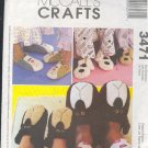 McCall's Sewing Pattern 3471, Adult and Kid slippers, five designs, SX to XL