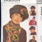 McCall's Sewing Pattern 9063, Fives hats and scarves, One cut, others unused, Sizes 21 - 23"
