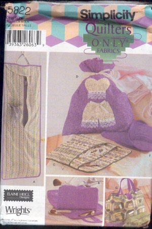 Simplicity Sewing Pattern, 5822, Personal accessory bags, Lingerie, large tote, One Size