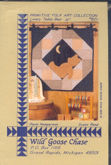 Sewing Pattern, Wild Goose Chase 801, Lonely Teddy Bear, 18" X 18"