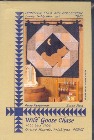 Sewing Pattern, Wild Goose Chase 801, Lonely Teddy Bear, 18" X 18"
