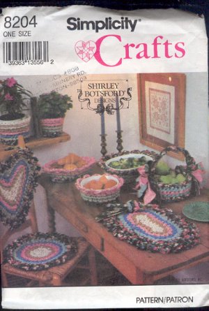 Simplicity Sewing Pattern 8204 Braided rag accessories for table and baskets