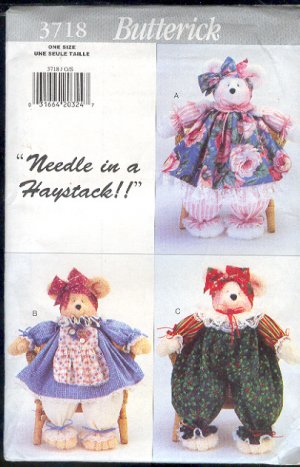 Butterick Sewing Pattern 3718, 18" Pammy Bear and clothes, One Size