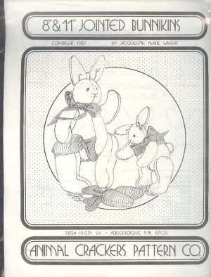 Sewing Pattern, Animal Crackers 8 and 11 Inch jointed bunny rabbit, Bunnikins