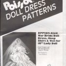 Sewing Pattern, Pissot Civil War Bride Doll Dress, hoop, veil for 18" doll