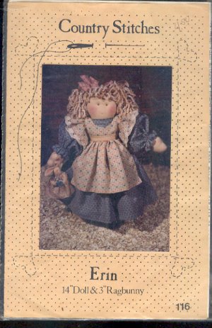 Sewing Pattern Country Stitches, Errink 14" doll and 3" Ragbunny