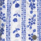 Sewing Fabric Cotton Blue flowers in stripes 5 yds X 60  No. 127