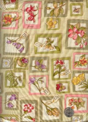 Sewing Fabric Cotton botanicals Beige 4.75 yds X 44"  No. 119