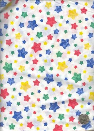 Sewing Fabric Cotton Stars on white Cute 4.5 yds X 44"  No. 132
