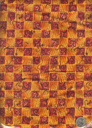 Sewing Fabric Cotton Deep orange Squares 2 yds X 44" No. 147
