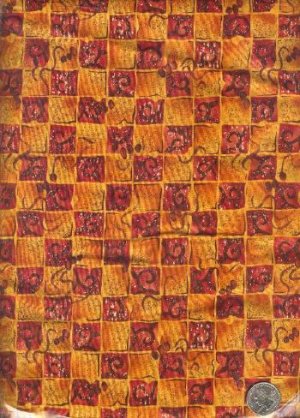 Sewing Fabric Cotton Deep orange Squares 2 yds X 44"  No. 147