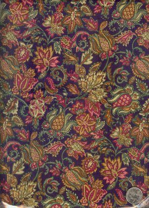 Sewing Fabric Cotton Brown Paisley  type flowers 2 yds X 44"  No. 118