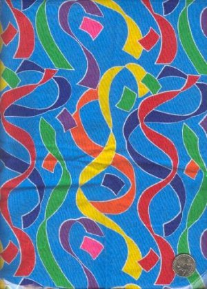   Sewing Fabric Cotton Ribbons on Blue 1.5 yds X 44"  No. 106