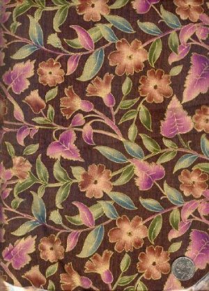 Sewing Fabric Cotton Brown flowers 1.75 yds X 44  No. 107