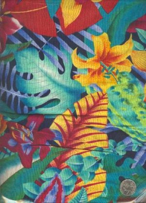 Sewing Fabric Cotton Bright Hawaii Print 1.33 yds X 44"   No. 153