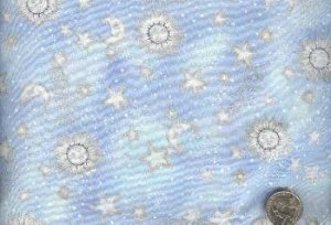 Sewing Fabric Cotton Sun Moon Stars pale blue 1.33 yds    No. 156